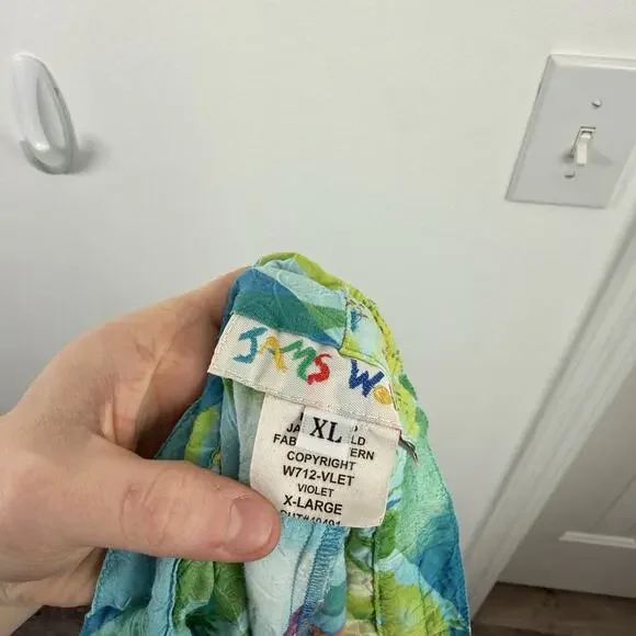 Jams World Violet Print Capri Floral Pants Floral Hawaiian Tropical Womens XL - Picture 5 of 6